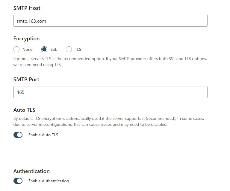 Encryption中选择SSL