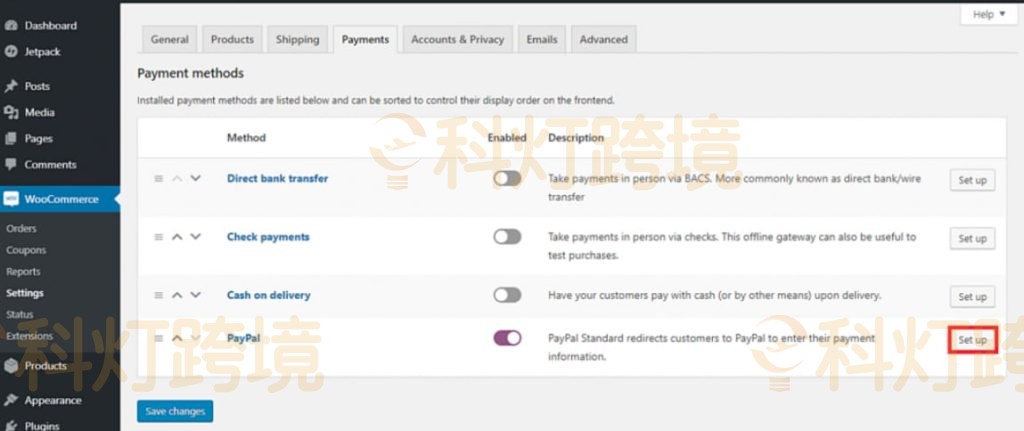 WooCommerce PayPal设置